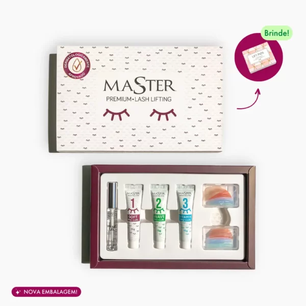 Kit Master Premium usado para o procedimento de lash lifting